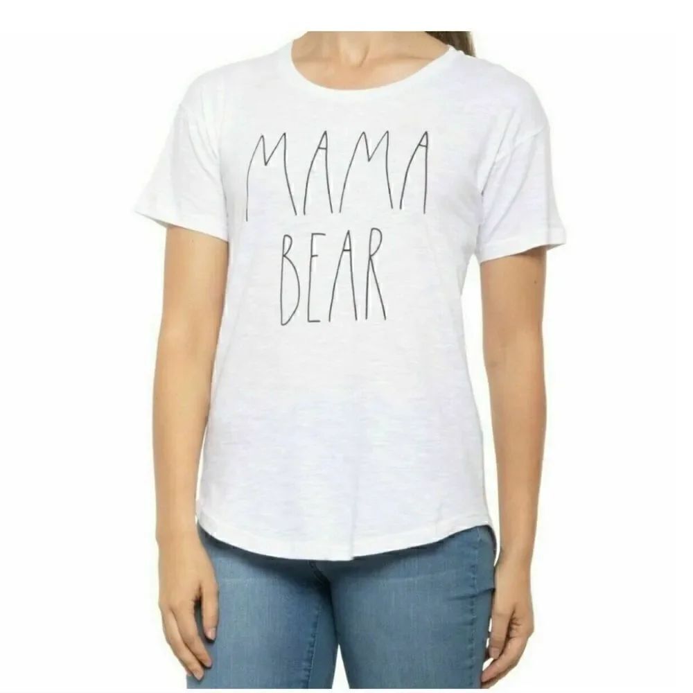 Rae Dunn Mama Bear Short Sleeve White Tee OS